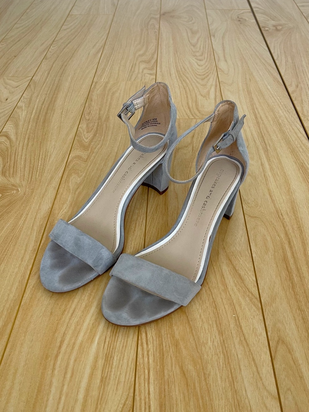 cupcakes & cashmere Dusty Blue Suede Block Heel Ankle-Strap Sandals